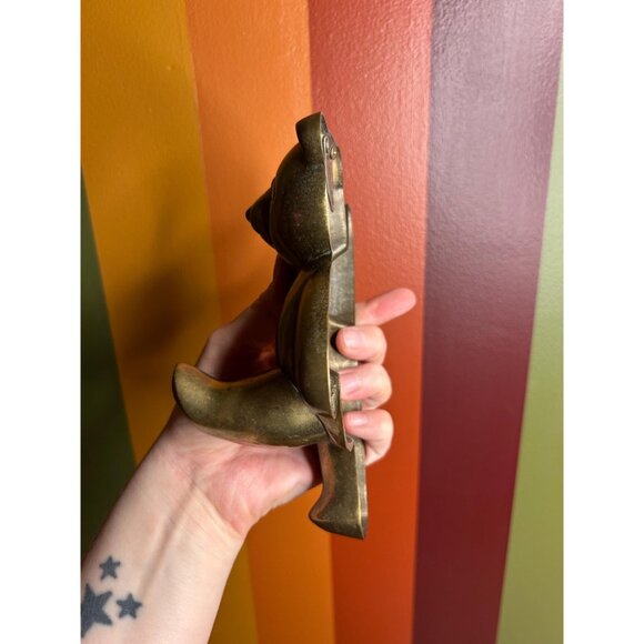 Vintage brass teddy bear figurine wall hook hanger cute kids children’s - Picture 3 of 7